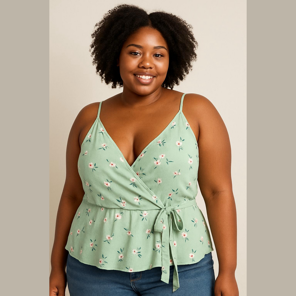 Zenobia Green Floral Camisole